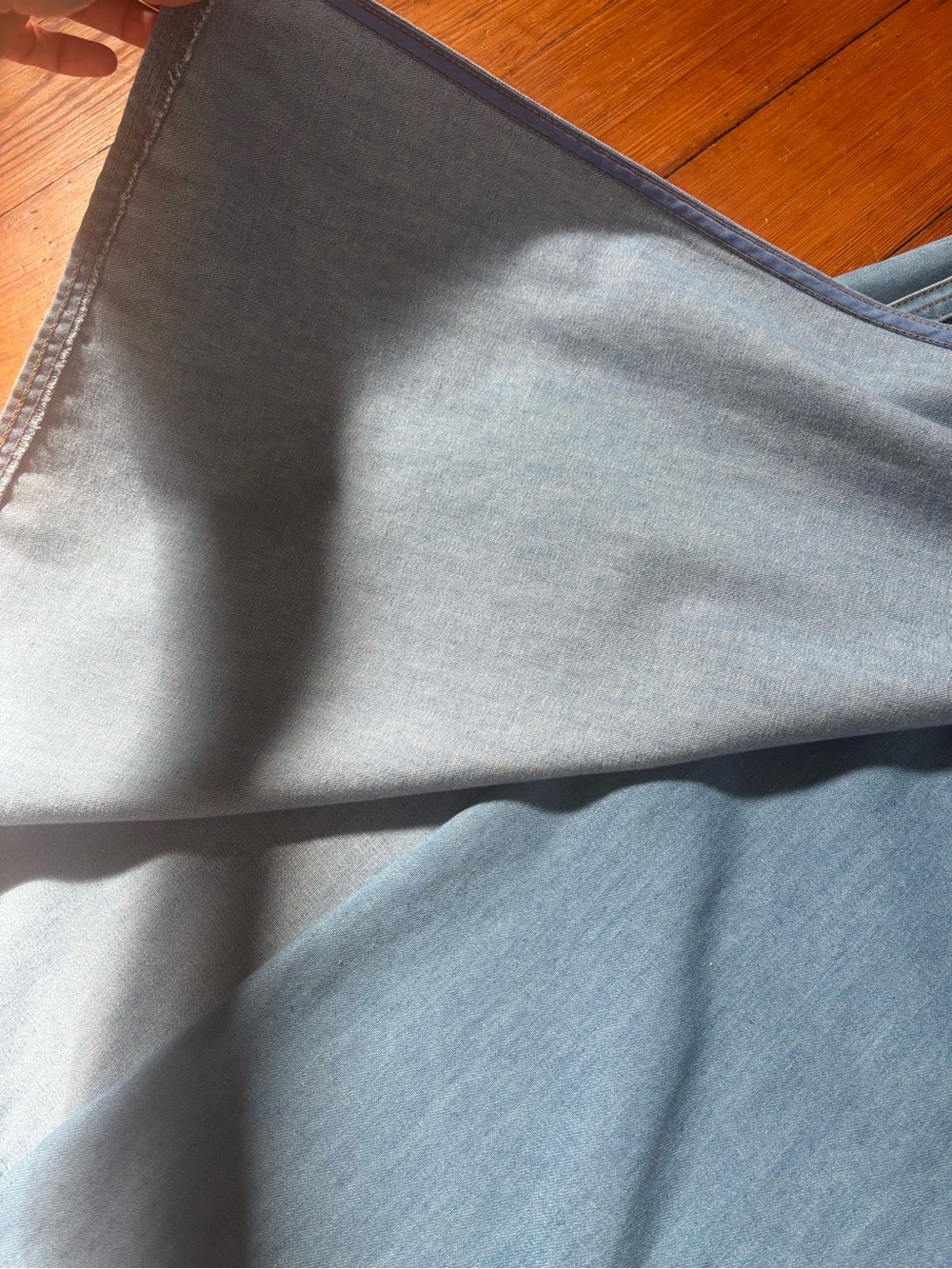 Vintage Russ Light Blue Denim A-Line Wrap Skirt with Tie Waist - Picture 4 of 11